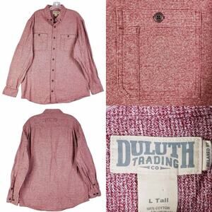 Duluth Trading Co Men's Long Sleeve Button Down Shirt Large Tall L Red Flannel